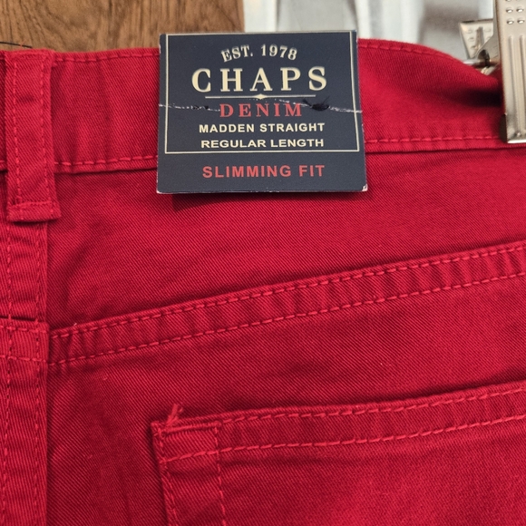 New Wagon Red Straight Jeans Sz 8 Chaps Slimming Fit - Picture 4 of 5